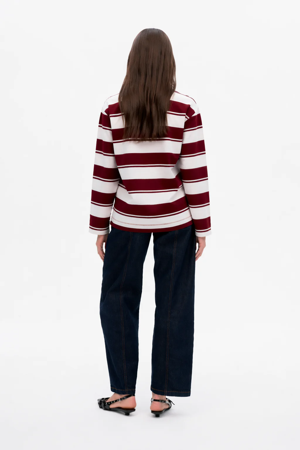 JEANNE TOP | Pink Red Polo Stripe - Image 3