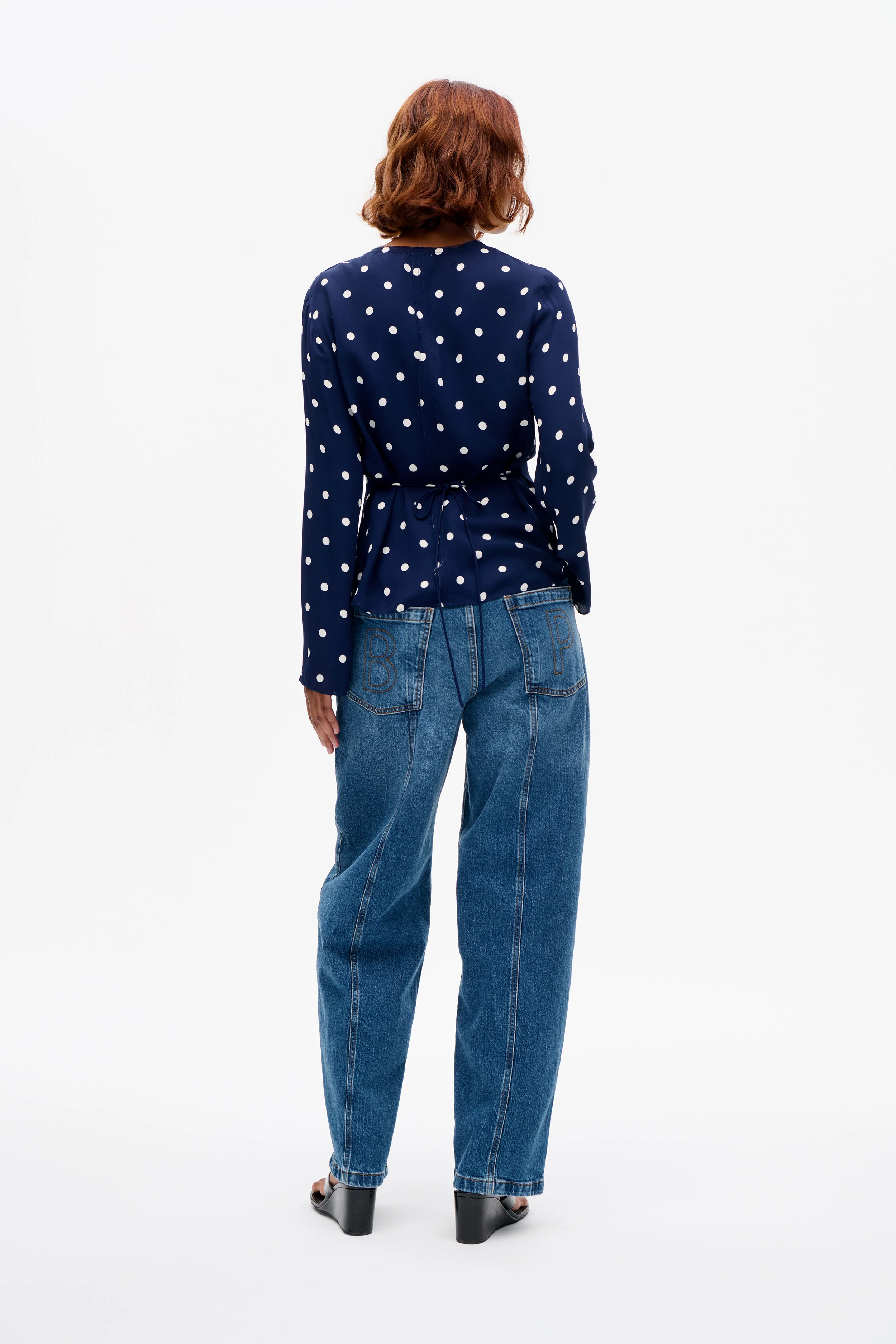 MADELIE BLOUSE | Navy Creme Dot - Image 3