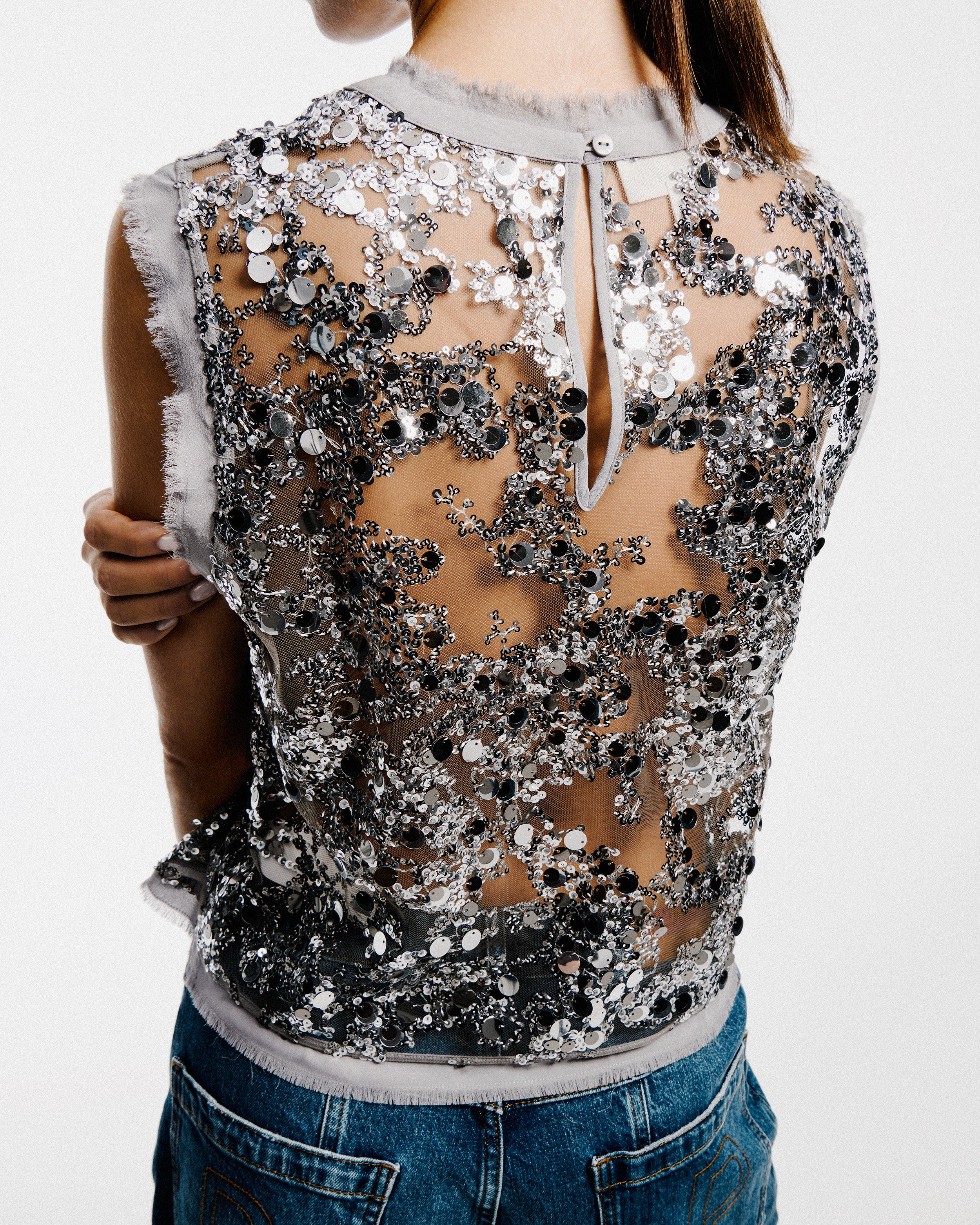 MANIRA BLOUSE | Grey Sequins - Image 4
