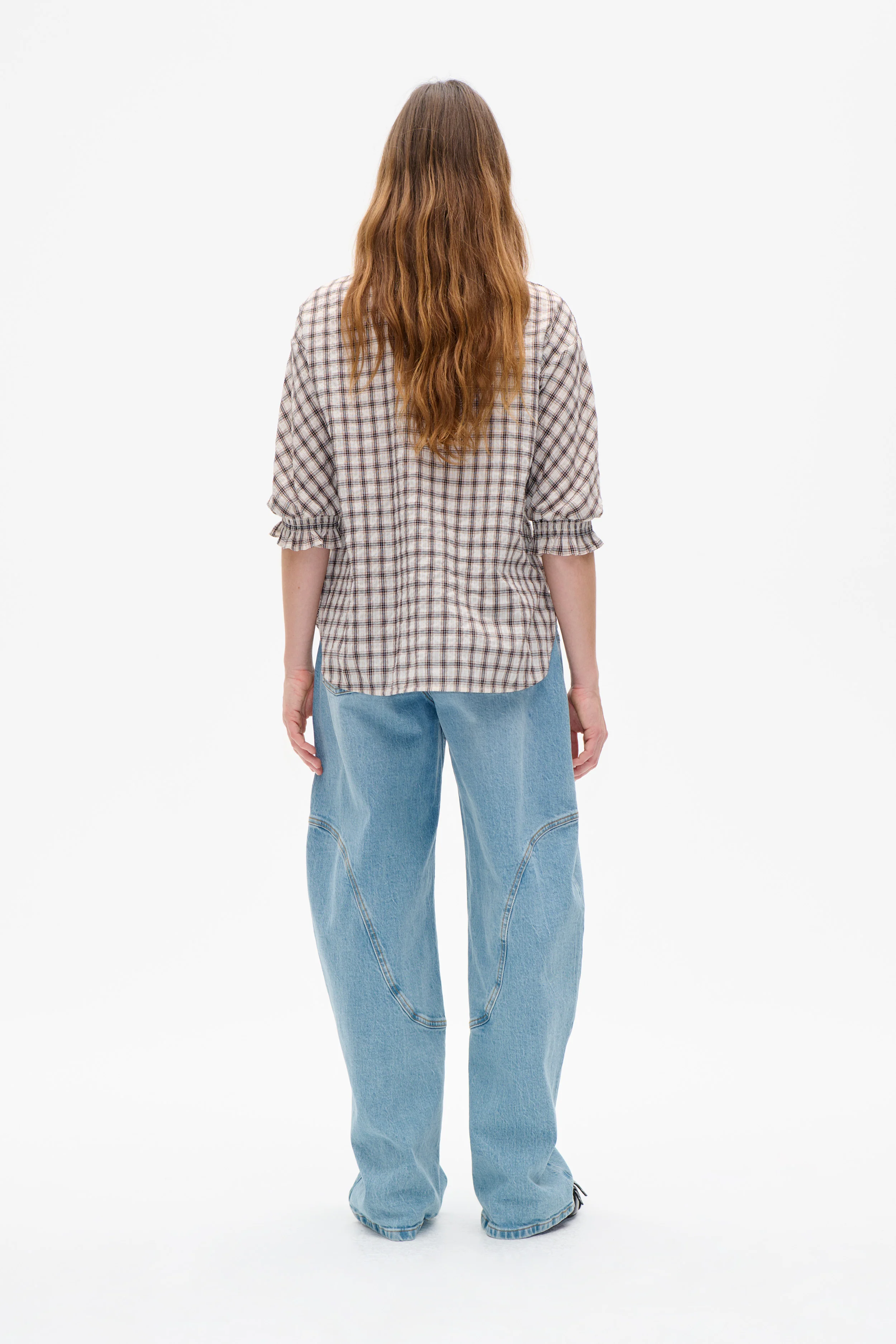 MARGIT BLOUSE | Creme Mini Check - Image 3